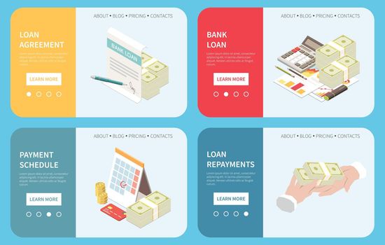 Bank Loan Online Isometric Concept