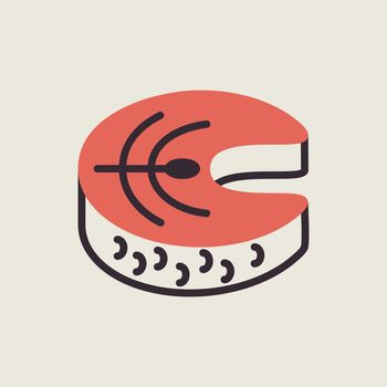 Steak of red fish salmon vector icon