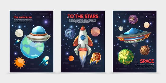 Cartoon Colorful Space Vertical Banners