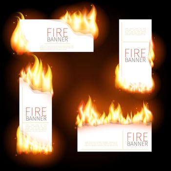 Set of advertisement banners with spurts flame