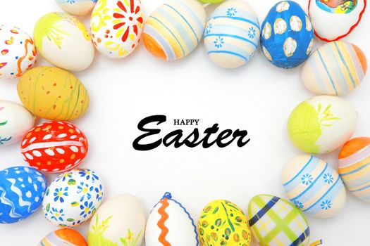 Beautiful Easter background with colorful Easter eggs