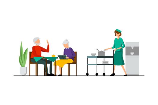 Color Flat Nursing Home Characters Composition