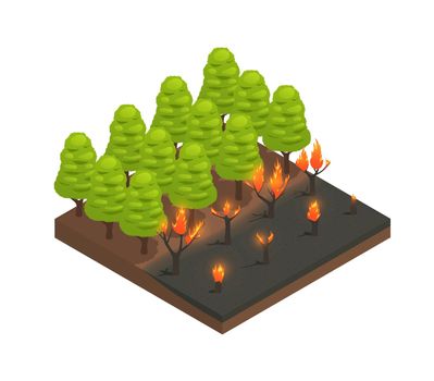 Forest Fire Isometric Composition