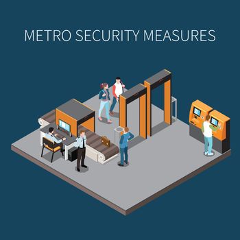 Subway Security Isometric Composition