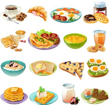 Breakfast Brunch Menu Food Icons Set