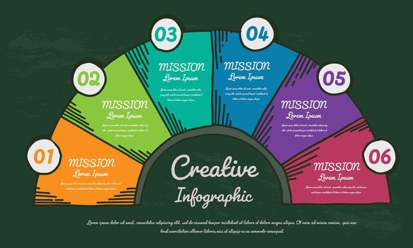 Infographic template with numbers 6 option, Vector Hand drawn style.