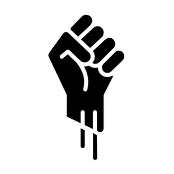 Fist up black glyph icon