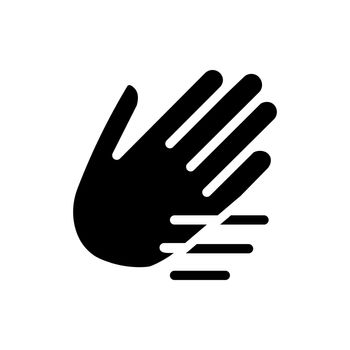 Waving hand black glyph icon