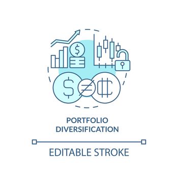 Portfolio diversification turquoise concept icon