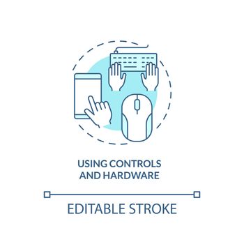 Using controls and hardware turquoise concept icon