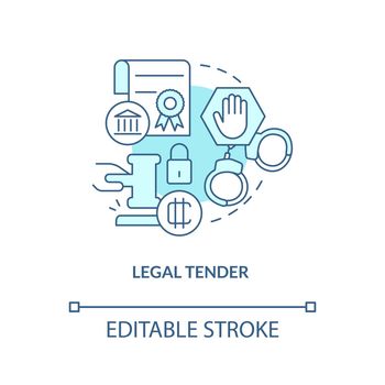 Legal tender turquoise concept icon