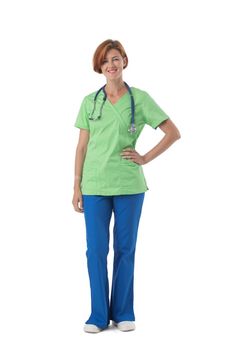 Nurse posing with arm on hip