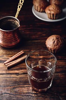 Turkish coffee with spices and muffins
