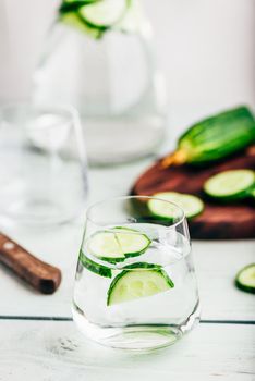 Detox water with sliced cucumber