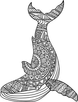 Blue Whale Mandala Coloring Pages for Adults