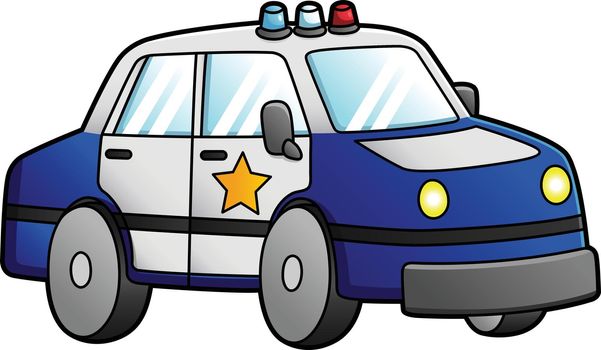 Police Car Cartoon Clipart Colored Illustration