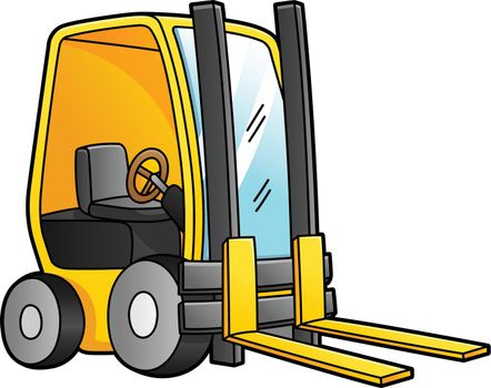 Forklift Cartoon Clipart Colored Illustration