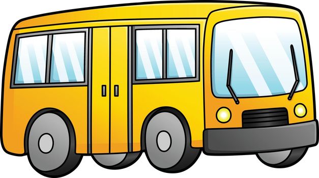 This cartoon illustration shows a bus vector illustration.