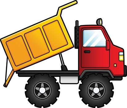 Dump Truck Cartoon Clipart Colored Illustration