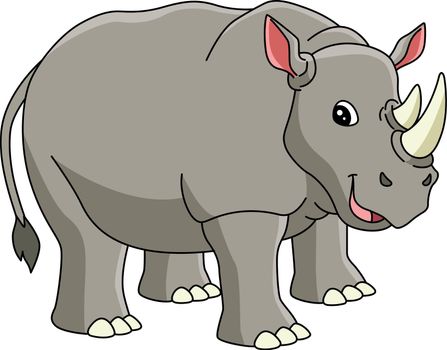 Rhino Cartoon Colored Clipart Illustration