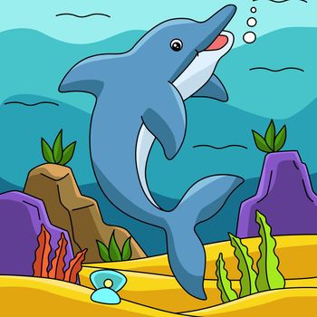 Dolphin Cartoon Colored Animal Illustration