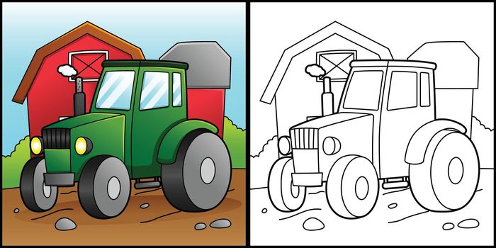 Tractor Coloring Page Vehicle Illustration