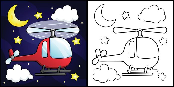 Helicopter Coloring Page Vehicle Illustration