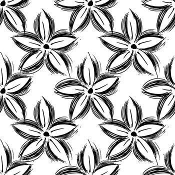 hand drawn flowers - seamless pattern. flower sketch art - flat illustration for fabric, wallpaper