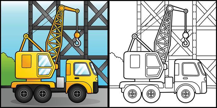 Crane Coloring Page Vehicle Illustration