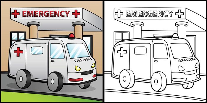 Ambulance Coloring Page Vehicle Illustration
