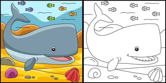 Sperm Whale Coloring Page Illustration
