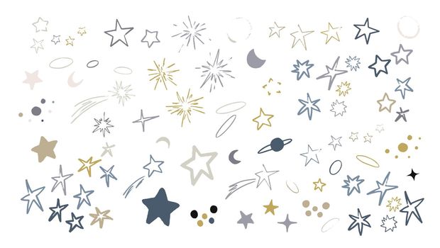 Set of stars, comets and space objects