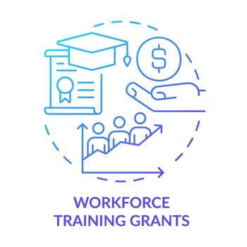 Workforce training grants blue gradient concept icon