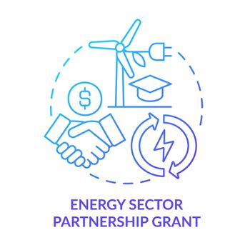 Energy sector partnership grant blue gradient concept icon