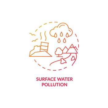 Surface water pollution red gradient concept icon