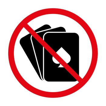No gambling sign. Playing cards prohibited icon