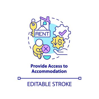 Provide access to accommodation concept icon