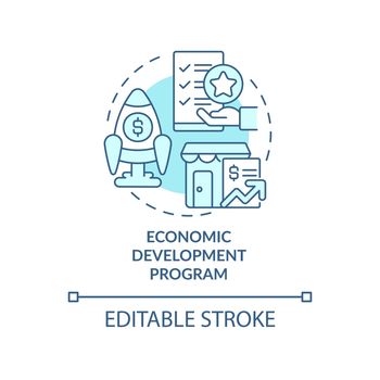 Economic development program turquoise concept icon