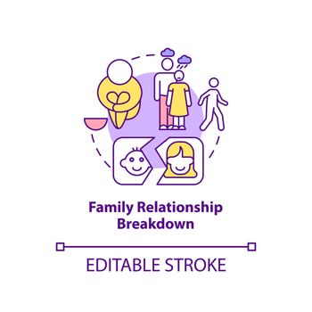 Family relationship breakdown concept icon