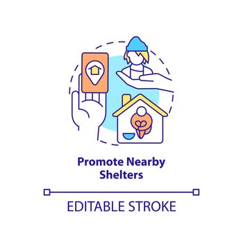 Promote nearby shelters concept icon