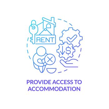 Provide access to accommodation blue gradient concept icon