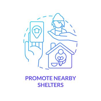 Promote nearby shelters blue gradient concept icon