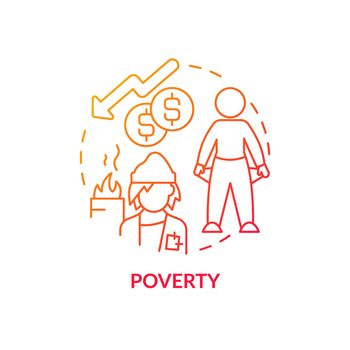 Poverty red gradient concept icon