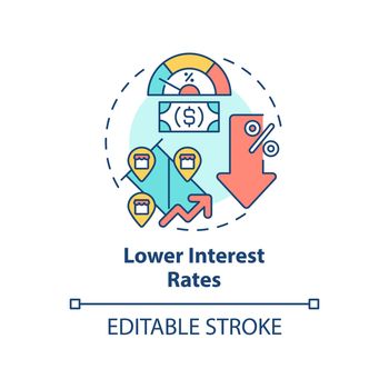 Lower interest rates concept icon