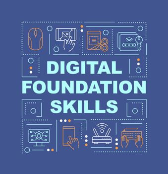 Digital foundation skills word concepts dark blue banner