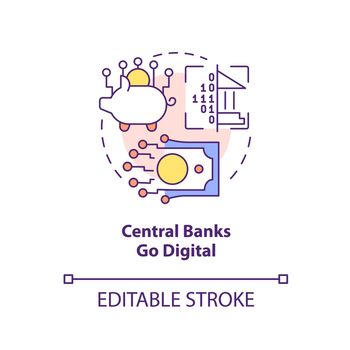 Central banks go digital concept icon