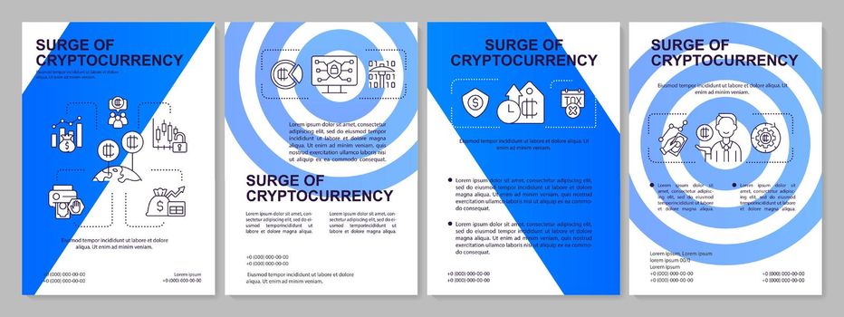 Cryptocurrency boom blue brochure template