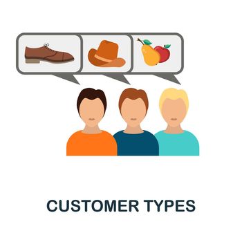 Customer Types flat icon. Colored element sign from growth acceleration collection. Flat Customer Types icon sign for web design, infographics and more.