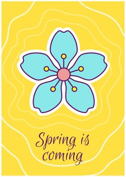 Spring is coming greeting card with color icon element