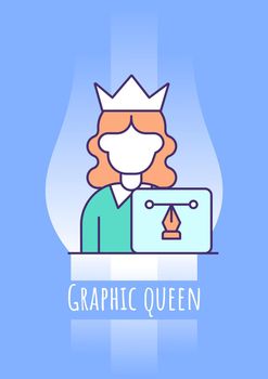 Graphic queen greeting card with color icon element